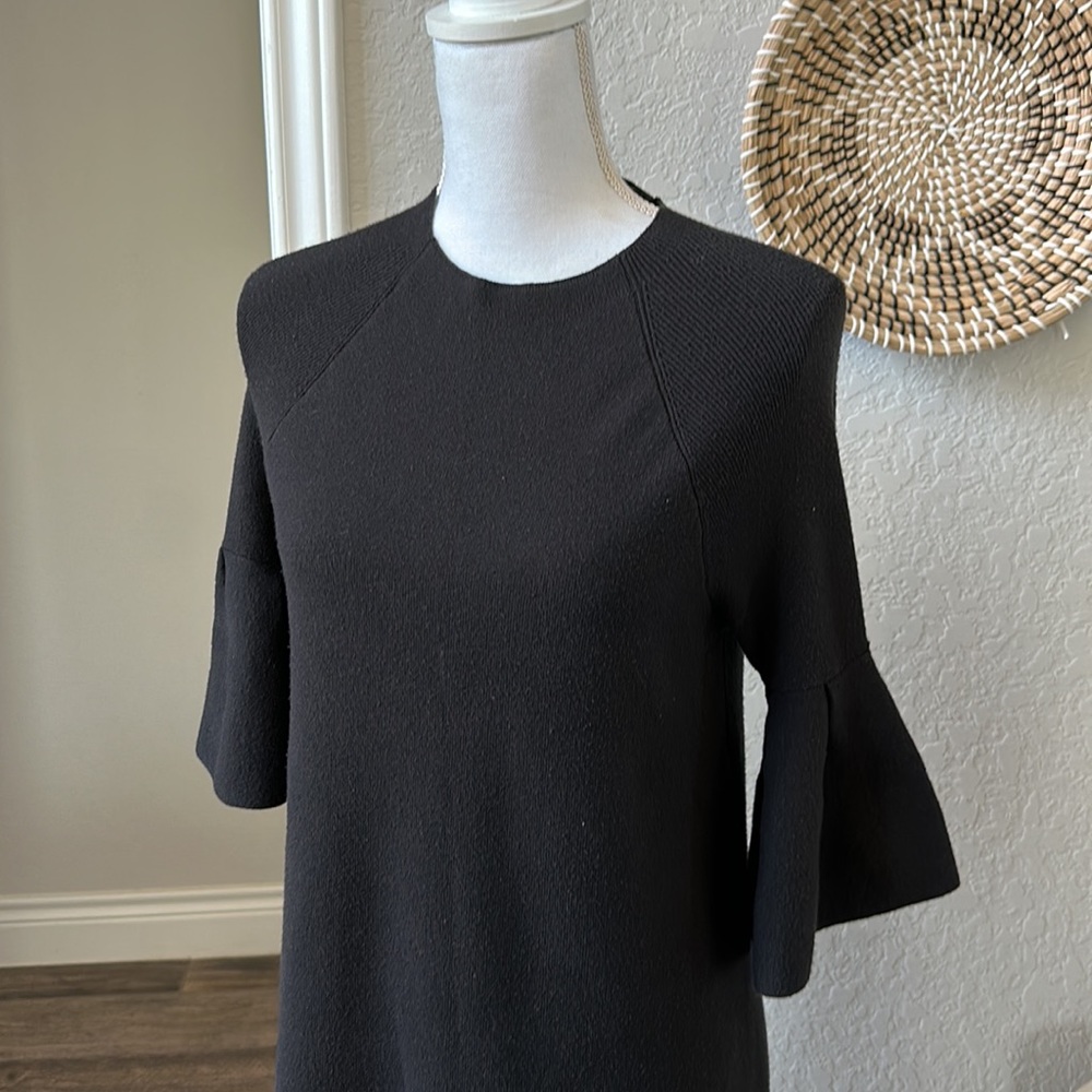 Anthropologie Moth The Chester 3/4 Quarter Bell Sleeve Black Tunic Size Small - Picture 3 of 13